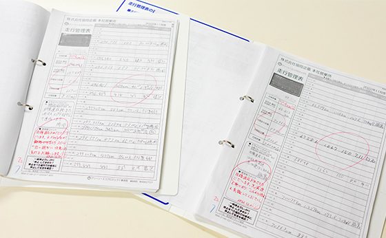 走行管理表の写真