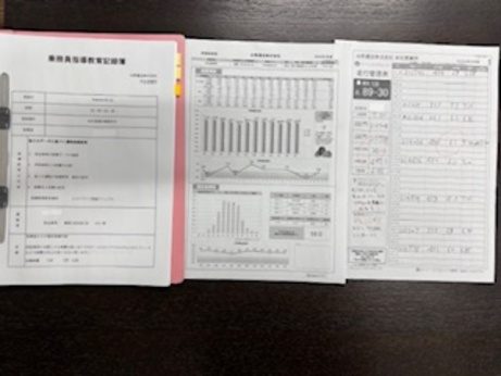 水野運送株式会社の走行管理表の写真