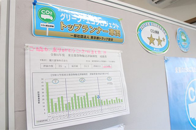 令和4年度東京都貨物輸送評価制度の結果が記載されている掲示板の写真